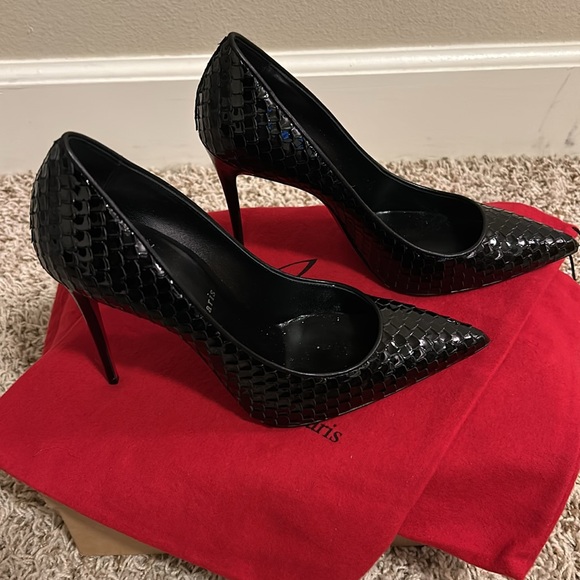 AUTHENTIC Christian Louboutin Kate 100 Heels- Patent Bird Heels - Picture 5 of 13